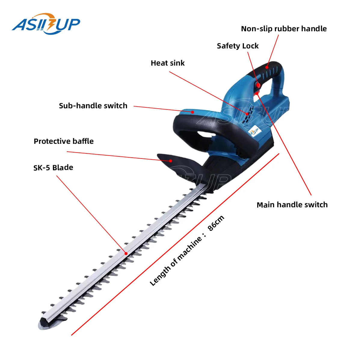 2300W 52CM Cordless Brushless Electric Hedge Trimmer Shrub Weeding Dual Pruning Garden Power Tool for Makita 18V Battery 4