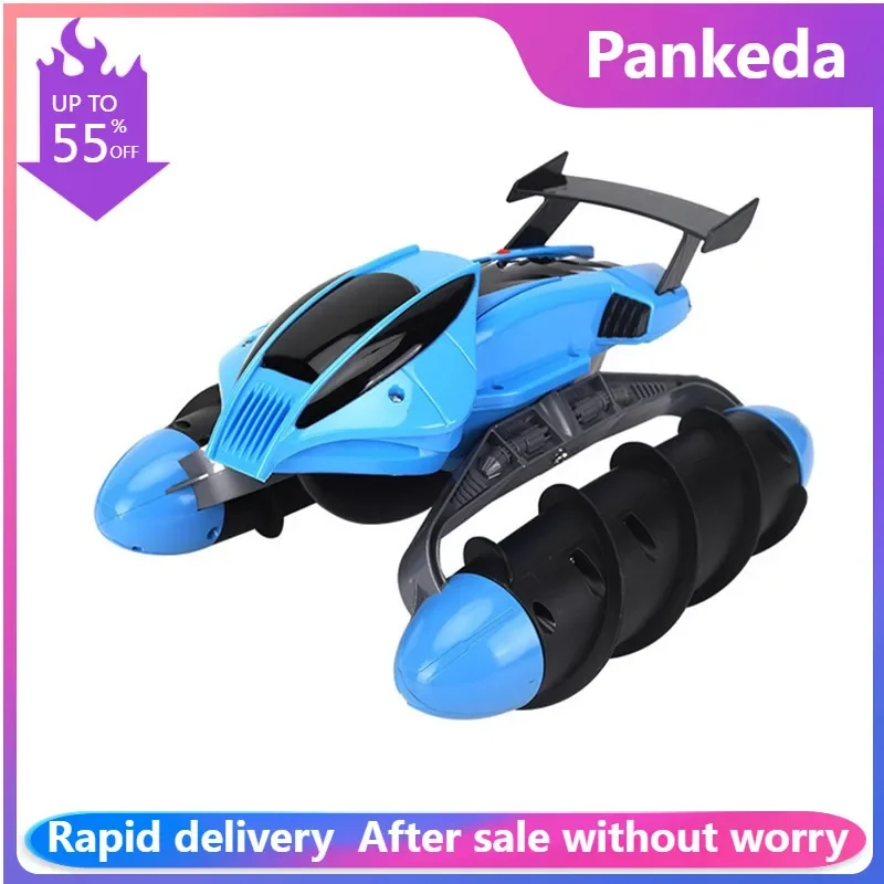 Anfibio Stunt Drift Rc Boat Multi-Terrain Omi-Direzionale Guida Impermeabile Corpo Ruota A Spirale Luci Fredde Modello Hovercraft