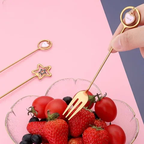 

304 Stainless Steel Tea Spoon Watermelon Ice Cream Spoon Coffee Spoon Dessert Spoon Fork With Pretty Pendant Creative Tableware
