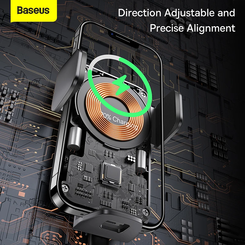 Qi 15W Wireless Car Phone Charger Holder Mount Bracket Fast Charging for Samsung iPhone Baseus