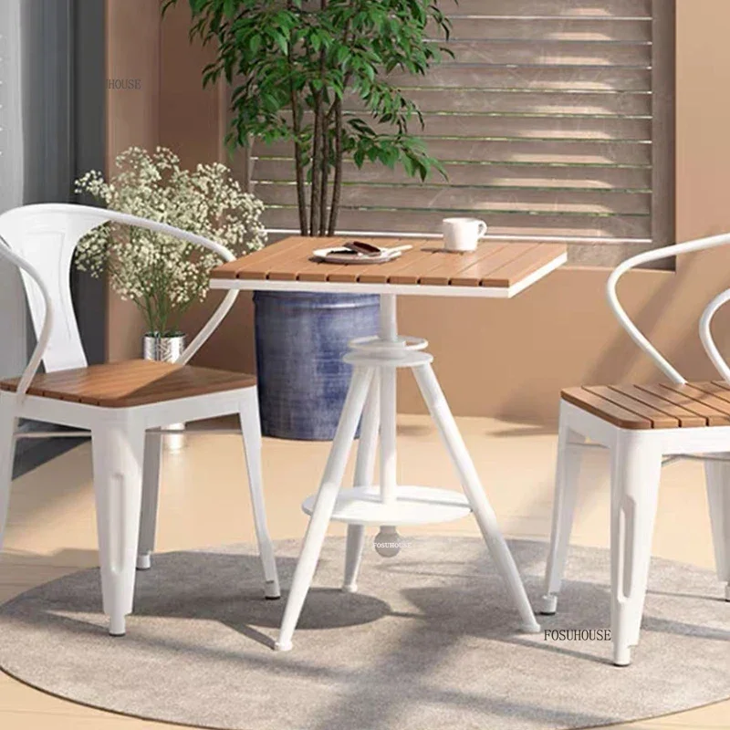 Nordic Patio Furniture Outdoor Set Balcony Open-air Garden Furniture Sets Waterproof Sun-proof Square Table Outdoor Chairs Set