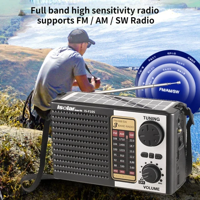 Full Band High Sensitivity Portable Solar Radio Emergency FM AM SW Radio to Wireless Bluetooth LED Flashlight Support MP3 Player