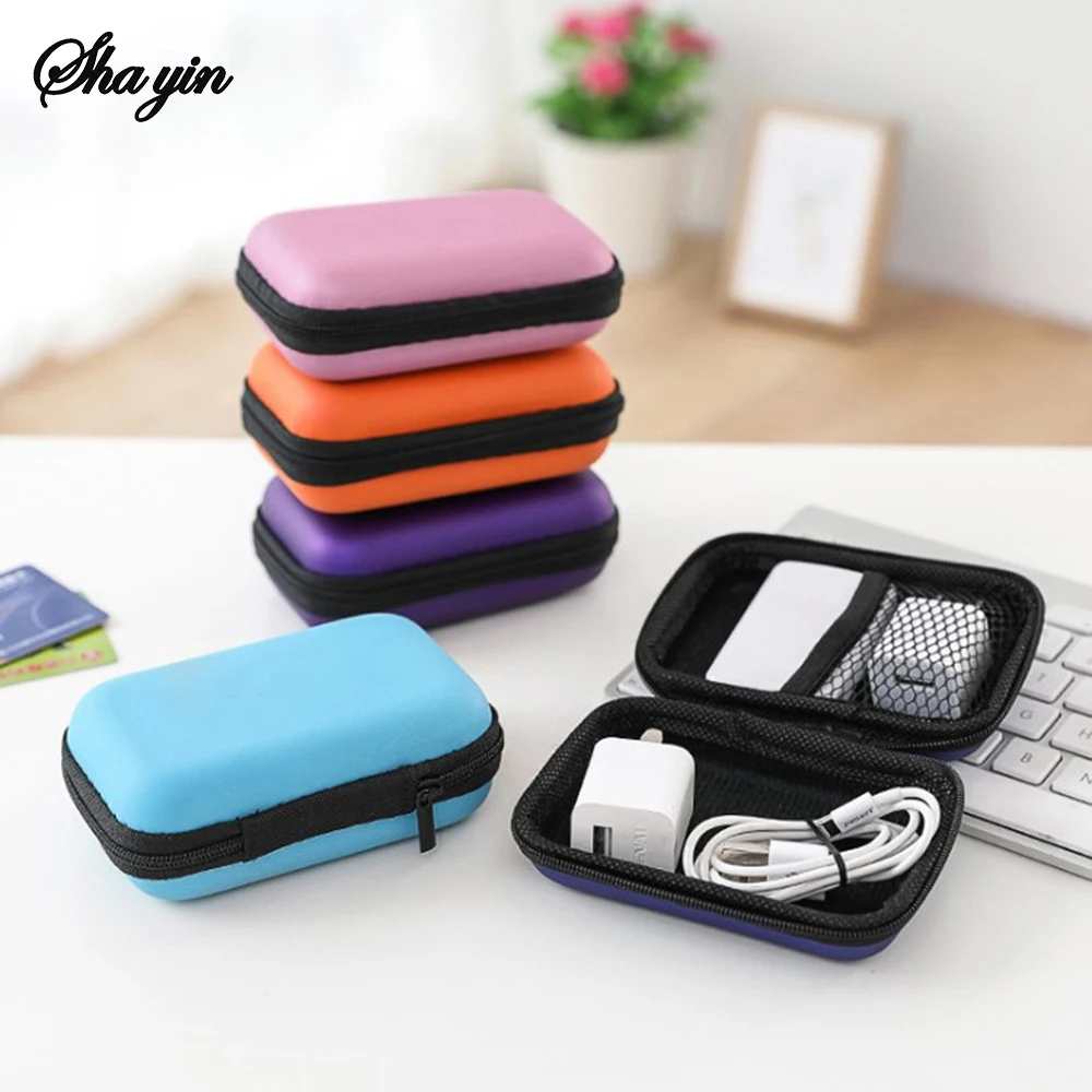 Travel Data Cable Storage Bag 1PC Phone Cable Headphone Organizer Zipper Coin Purse Compact Portable Cord Holder