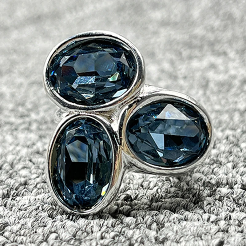2022 New Uno De 50 Fashion Silver Plated Three Sapphire Ring Niche Jewelry Gift