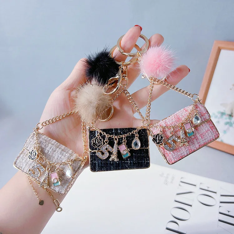 

Small Fragrant Wind Keychain Mink Bag with Multiple Accessories Tassel Boutique Hanging in Fashion Girlfriend Girl Gifts