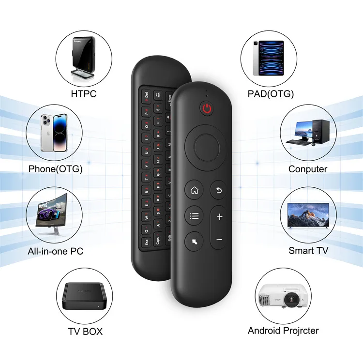 Mini Teclado sem Fio com Bluetooth 5.0 2.4g Luz de Fundo para Android tv Box tv Stick