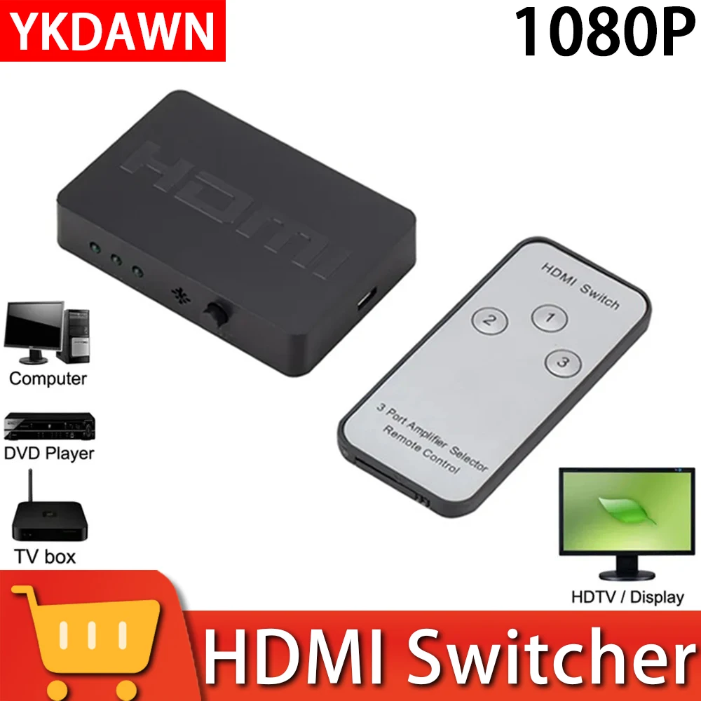 YKDAWN HDMI 호환 스위치, HDMI 비디오 스플리터, 에어리 어댑터..