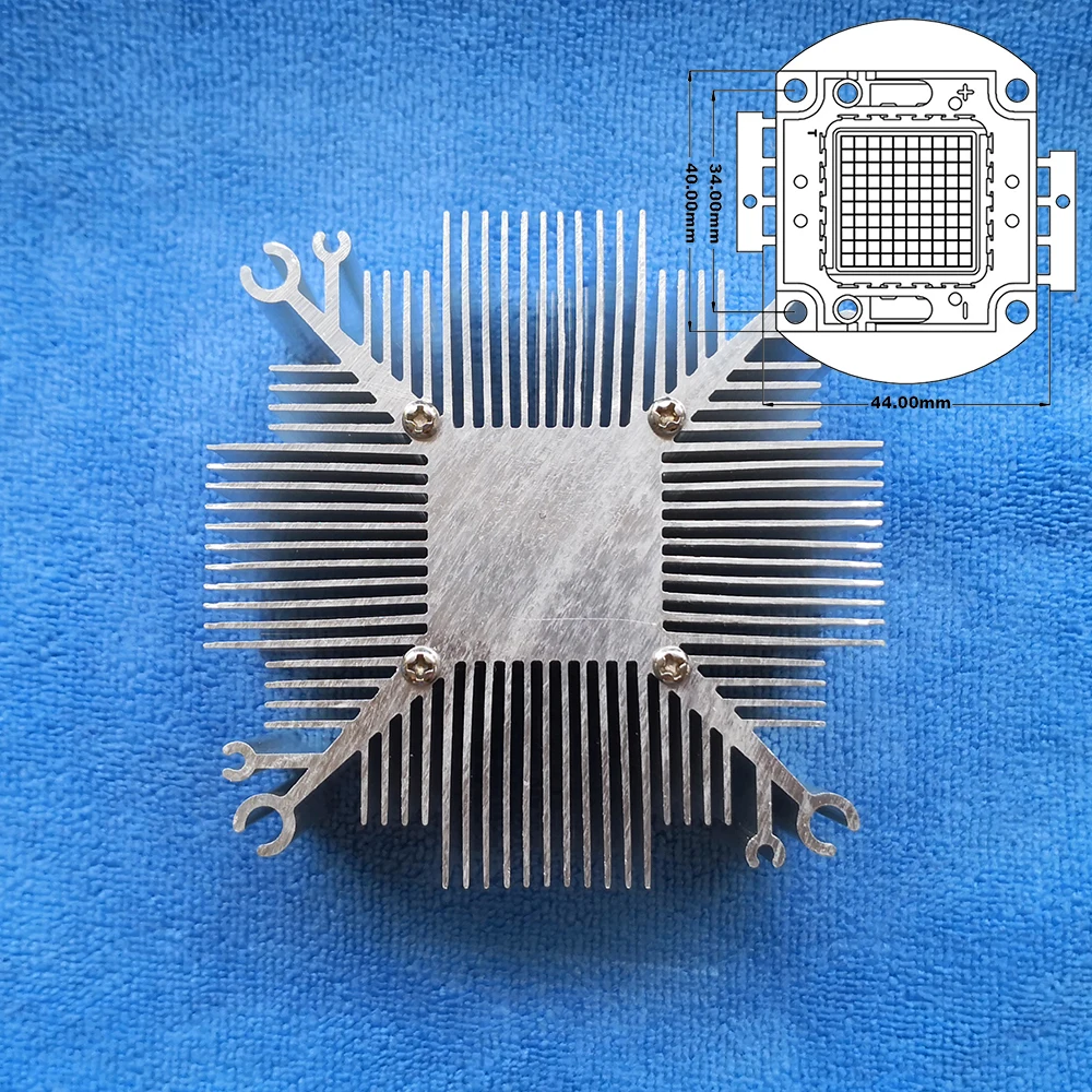 Fan 12V(80x80x15mm) + Square 92x92x45mm Aluminium Heat Sink for 20W 30W 50W 100W High Power LED Spot Light Bulb Lamp COB