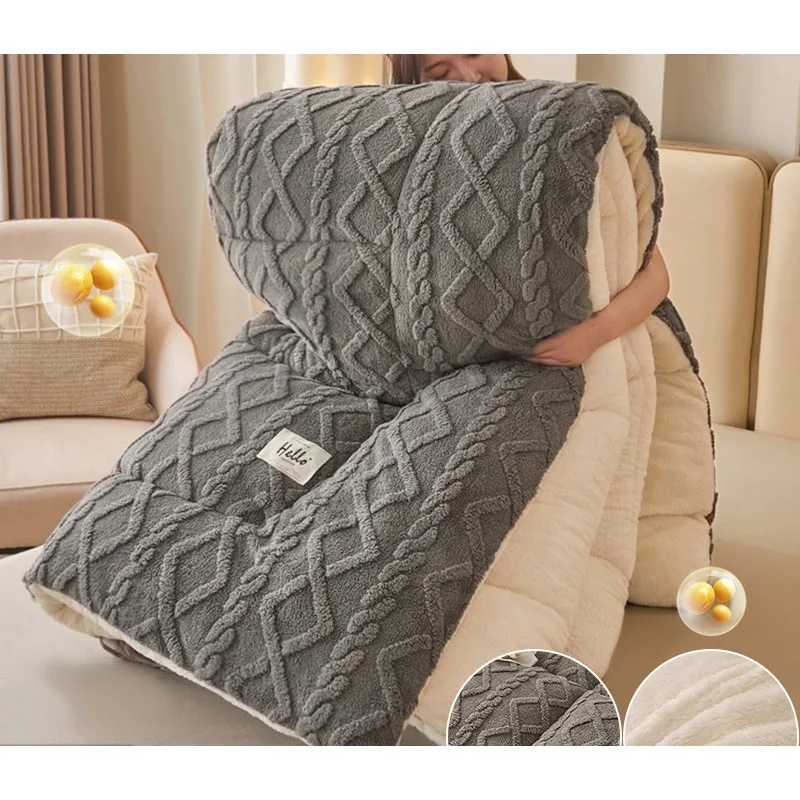 

High End Thickened Winter Warm Blankets for Beds Artificial Lamb Cashmere Weighted Blanket Thicker Warmth Duvet Quilt Comforter