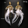 Stonefans New Feather Exaggerated Heart Earrings Dangle Bridal Wedding Designer Large Crystal Hanging Earrings Prom Jewelry Club 4