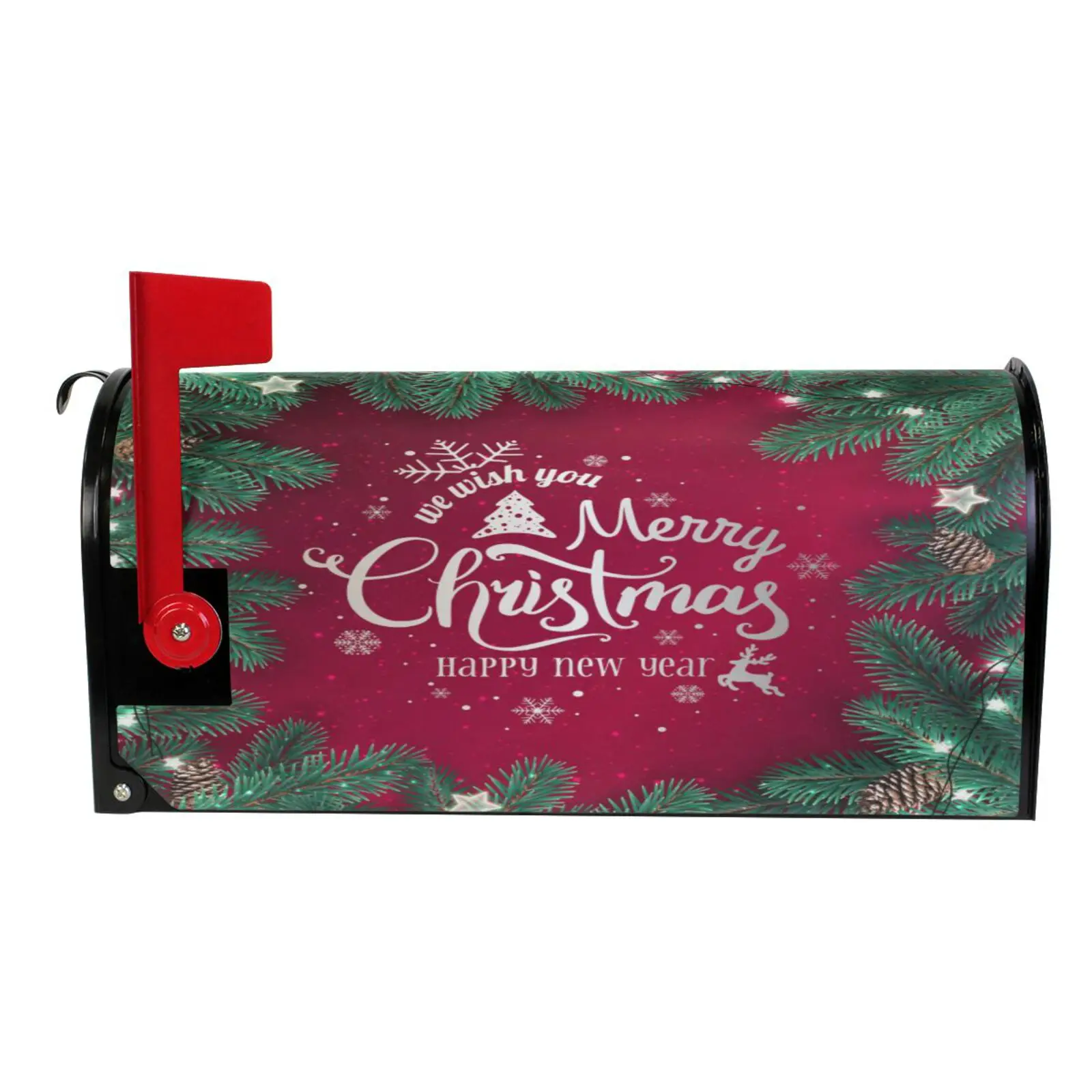 Merry Christmas Happy New Year Letter Mailbox Cover Magnetic Wrap Standard Size Letter Post Box Cover Home Garden Decoration