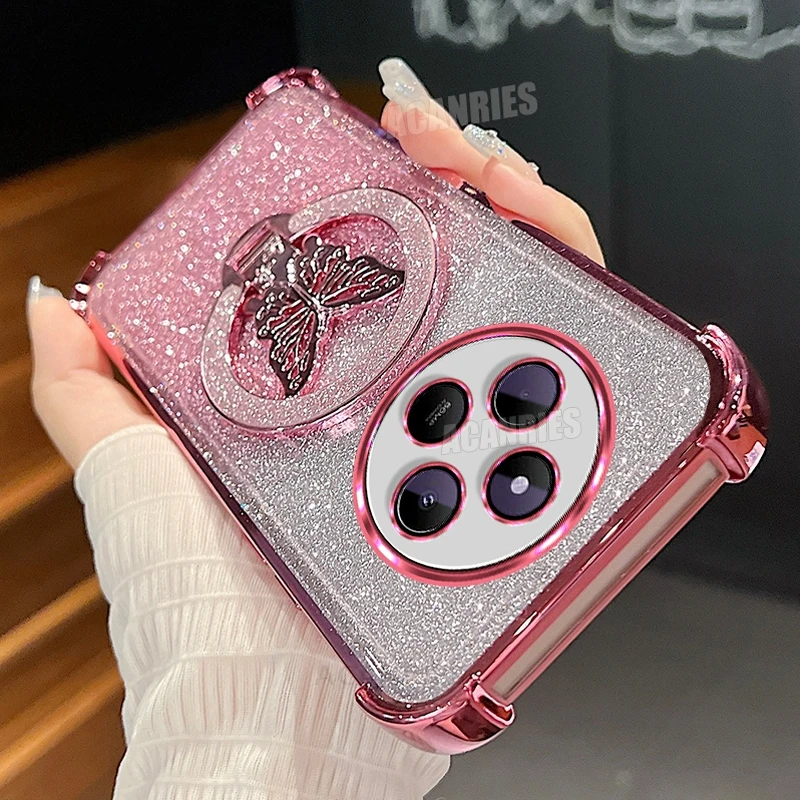Glitter Butterfly Holder Plating Silicone Shockproof Case