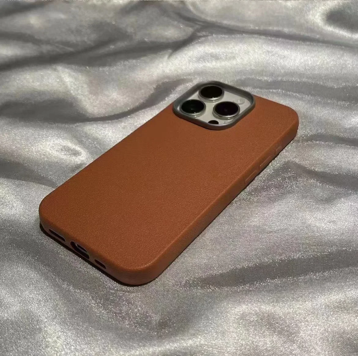 Premium Matte Leather Shockproof Phone Case with Soft Silicone Protection