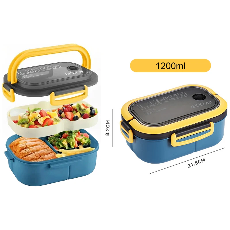 Dual-Compartment Lunch Box for Students and Professionals – Ideal for Picnics and Meal Prep