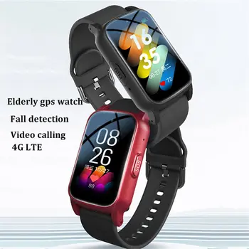 ABSF Smartwatch 4G per Anziani con GPS, SOS, Rilevamento Cadute, Supporto di Emergenza, Monitoraggio Salute AI per Anziani Rosso B