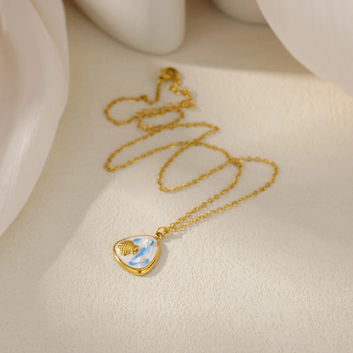 Oil-dripping Pearl Conch Necklace For Women Girls