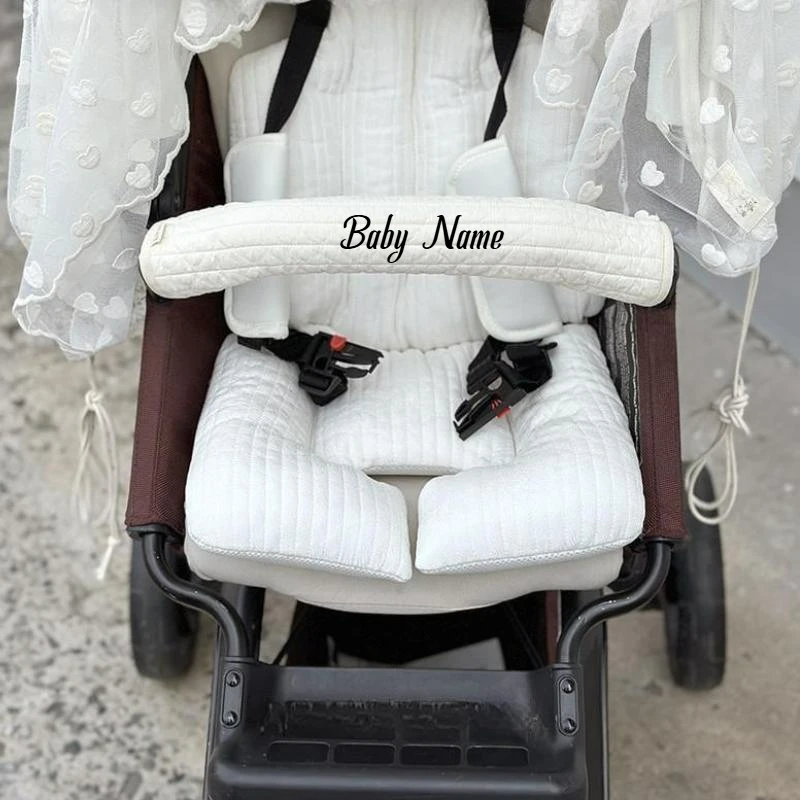 Personalized Baby Stroller Strap Protective Cover Solid Color Belt Protectors Cotton Pushchair Belt Stroller Accessories