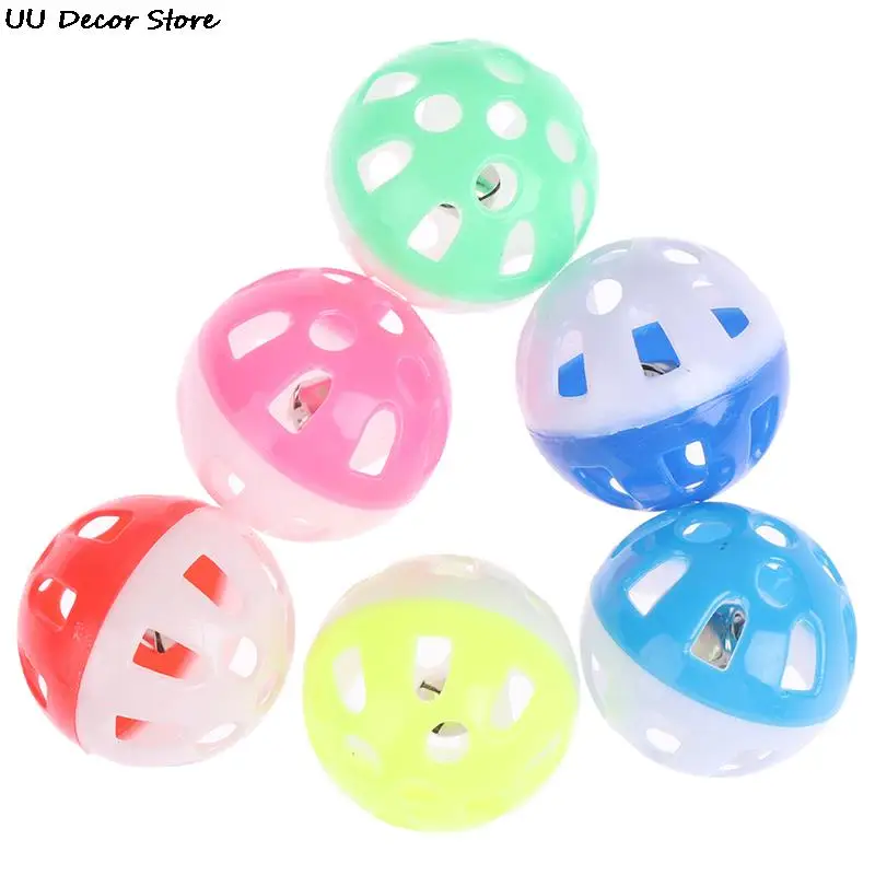 1 Pc 3.8cm Parrot Bird Toy Colorful Hollow Rolling Bell Ball Chew Cage Fun Toys Color Random