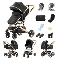 Poussette multifonction 3 en 1 avec siège auto et panier de couchage, poussette compacte pliable, poussette légère, poussette pour bébé 6