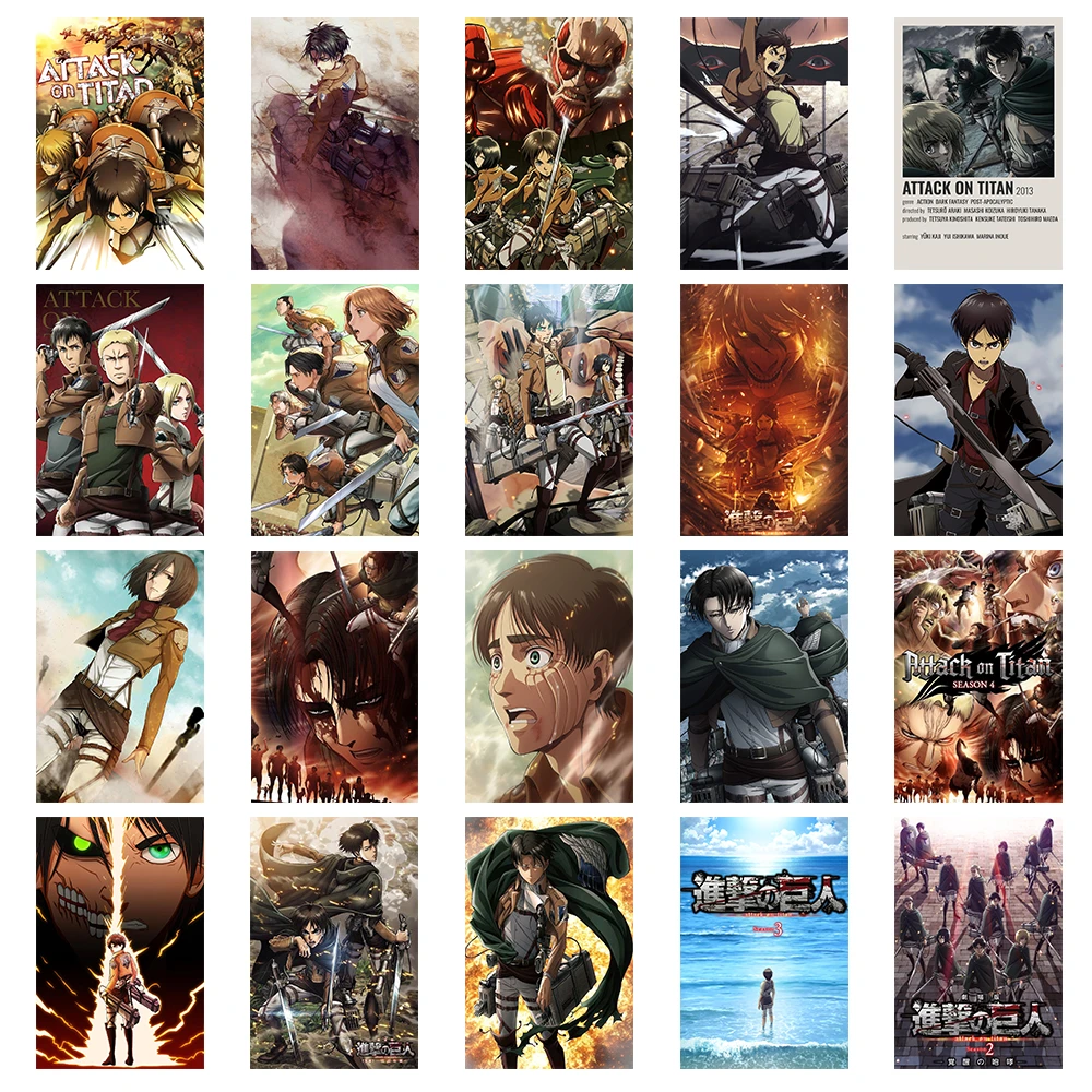 Japanese Anime pcs Popular Shingeki No Kyojin Relo Attack On Titan High Gloss Photo Paper High Quality Hd Print Wall Stickers Painting Calligraphy Aliexpress