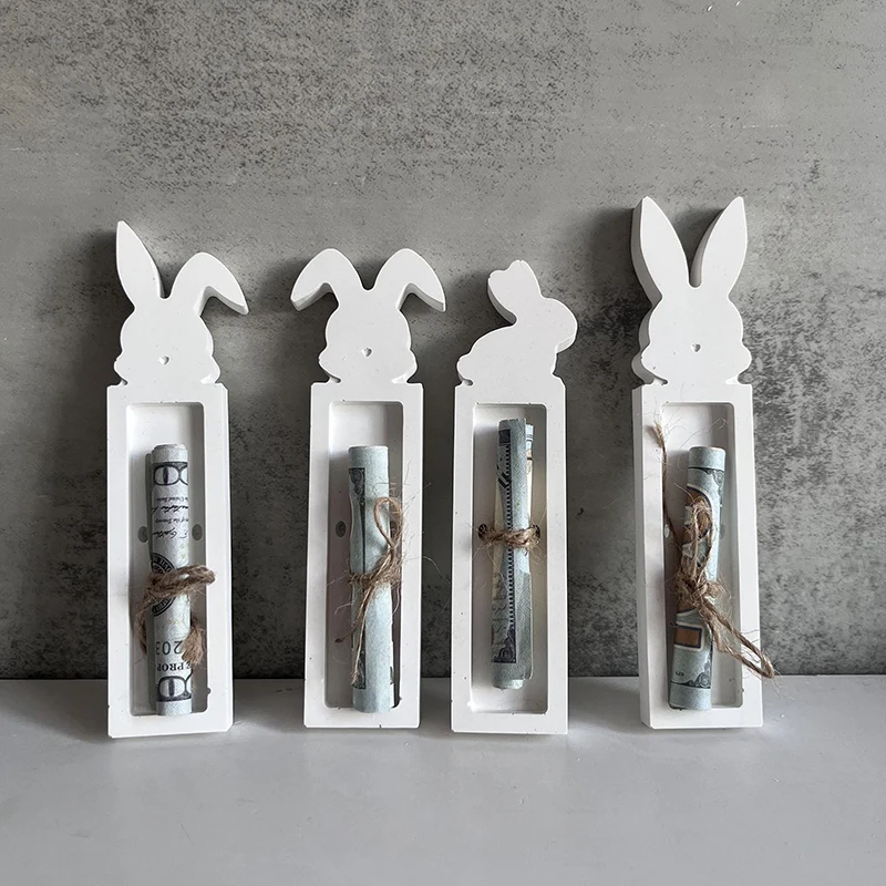 Easter Chocolate Cash Gift Box Silicone Mold Bunny Stand Chocolate Holder Plaster Mold Gift Money Holder Casting Molds