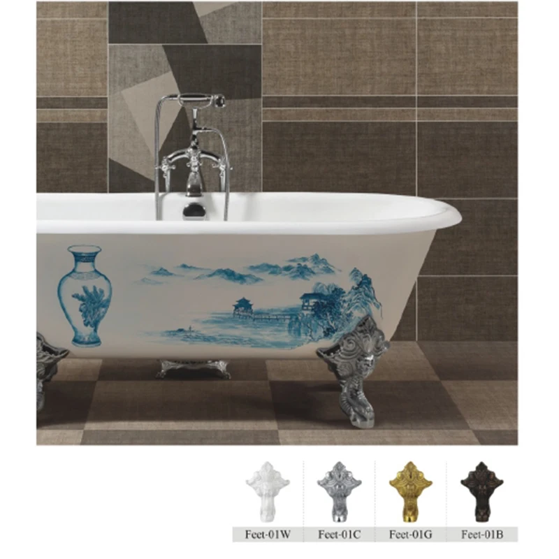 69" Freestanding Luxury Bathtub Cast Iron Double Ended Enamel Claw Paw Feet Tub Multi-Color Custom Built sw1022 5
