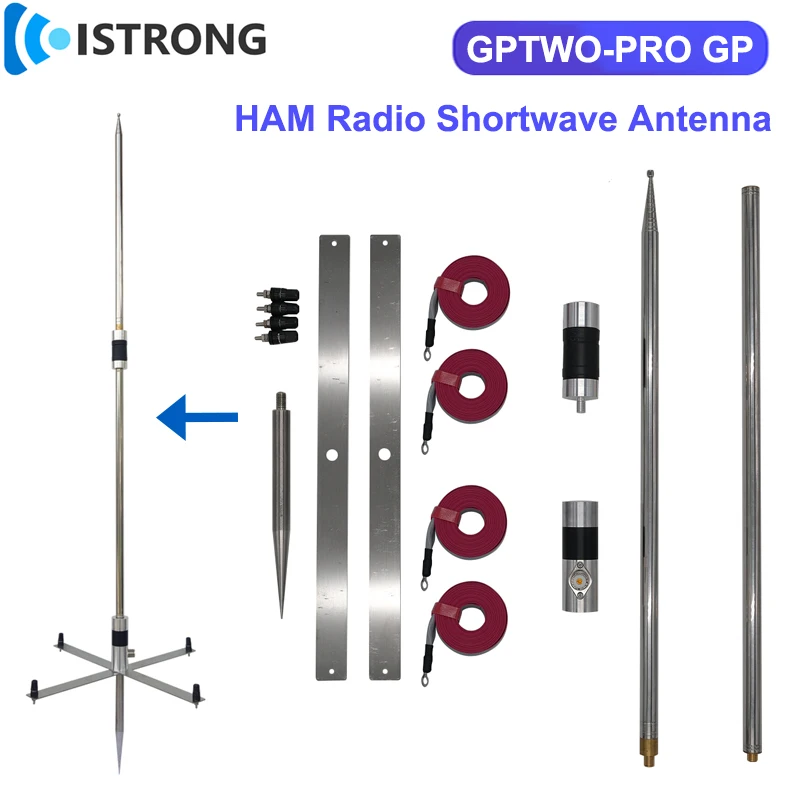 

GPTWO-PRO Shortwave Portable Antenna GP Antenna HAM Radio Shortwave Antenna 7-54MHz 6-20m/40m Band Vertical Polarization