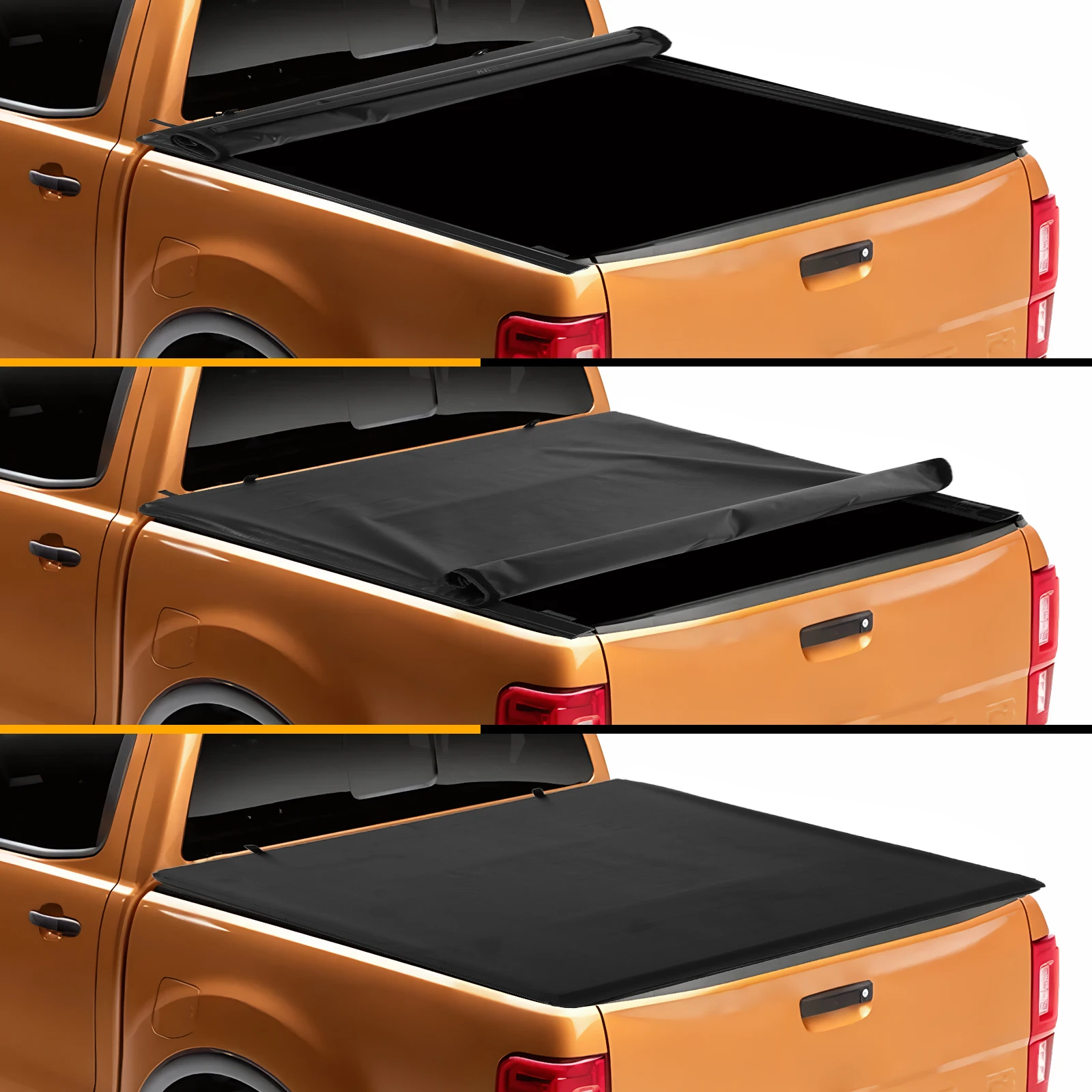 For Ford Ranger 5 Ft Pull-Lock-Go Tonneau Cover Multi-Purpose Dual T-Slot Rear Cover Wear Resist for Truck Modified Rear Trunk
