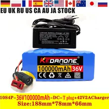 

2022 New Scooter Rechargeable Lithium Ion High Power 1000W 36V 100Ah Battery 10S4P 100000mAh Electric Bicycle BMS 42V 2A Charger