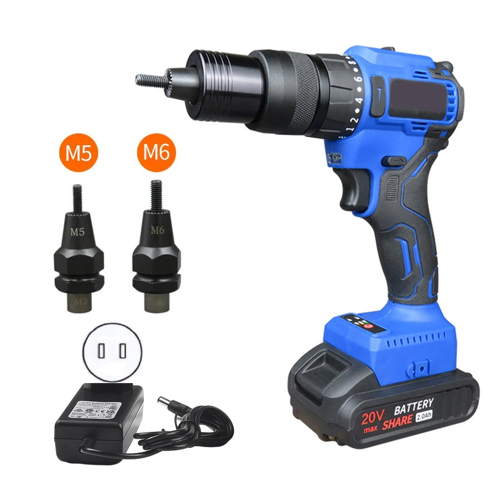 

Lithium Battery Brushless Riveting Nut Tool Portable Cordless Nut Machine With LED Lights Suitable for Aluminum Nuts/Iron Nuts