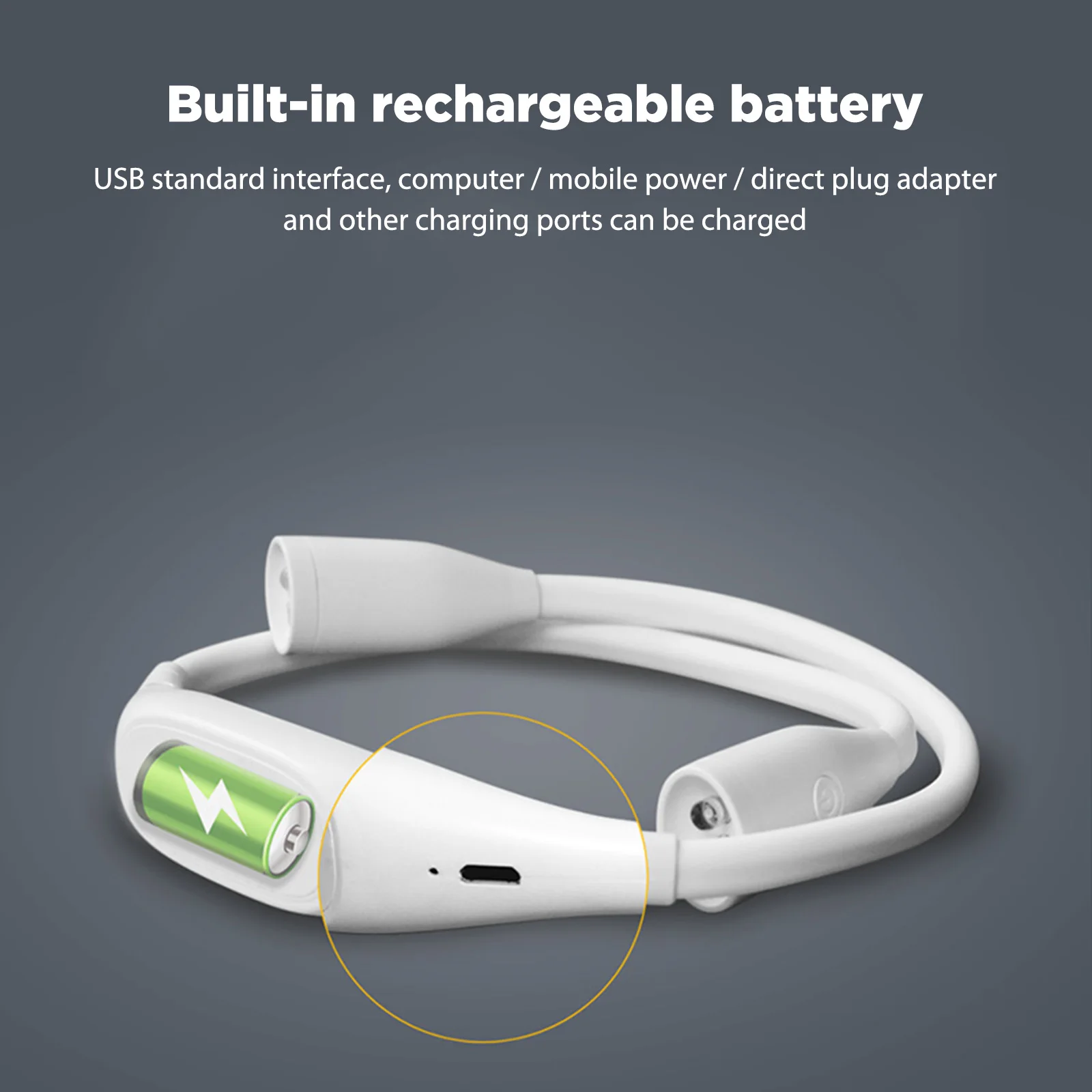 LED Reading Lights USB Rechargeable Sports Halterneck Light 360-degree Adjustment Mini Desklamp Hands Free for Outdoor Lighting