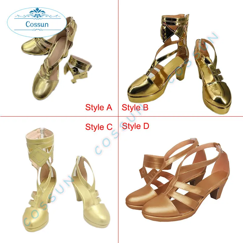 

[4 стиля] парик для косплея игры Genshin Impact Layla Sumeru Cryo на высоком каблуке золотистая женская обувь для Хэллоуина аниме Layla