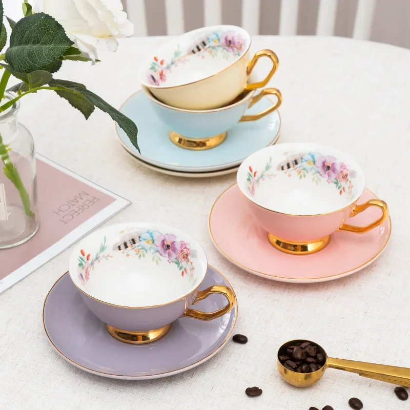 Set Tazza E Piattino In Ceramica 70ml Per Caffè O Tè - Elegante Tazzina Con Piattino, Regalo Perfetto