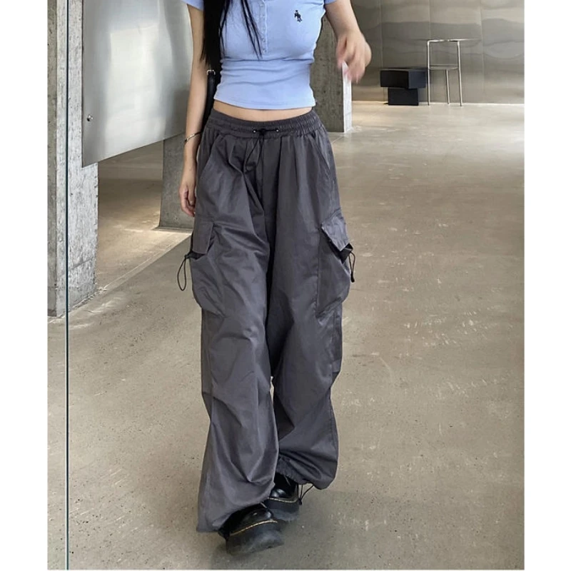 

Grey High Waist Women Baggy Pants American Vintage Fashion Oversized Trouser NEW Design Straight Summer Female Wide Leg Pants