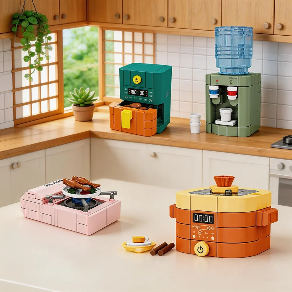 Vintage Bread & Coffee Machine Building Block Set - Creative Adult Simulation Toy, Unique Gift