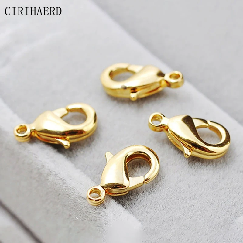 

Wholesale Real Gold Plated Lobster Clasp DIY Necklace Jewellery Making Supplies Crafts Materials Jewelry Connectors Loose Buckle