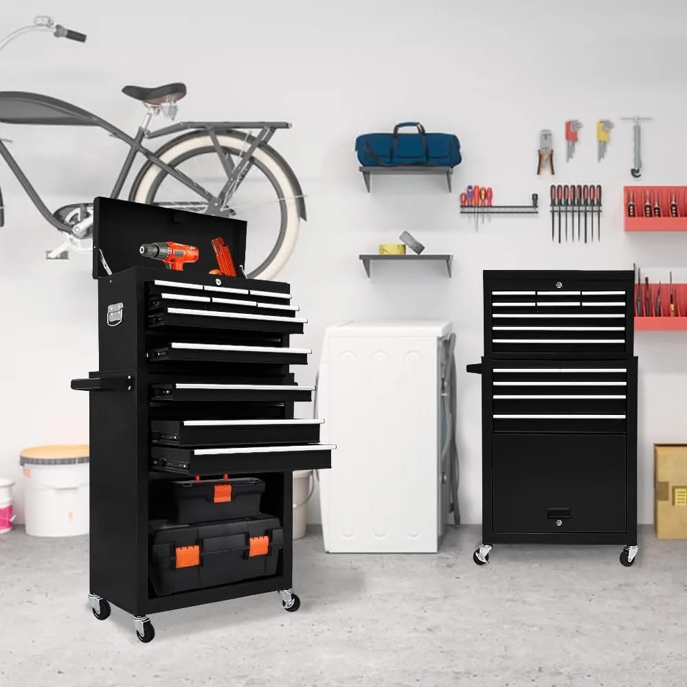 13 Drawers Tool Chest with Wheels,Large Capacity Tool Storage Cabinet with Removable Top Toolbox, Locking Mechanical Tool Cart 2