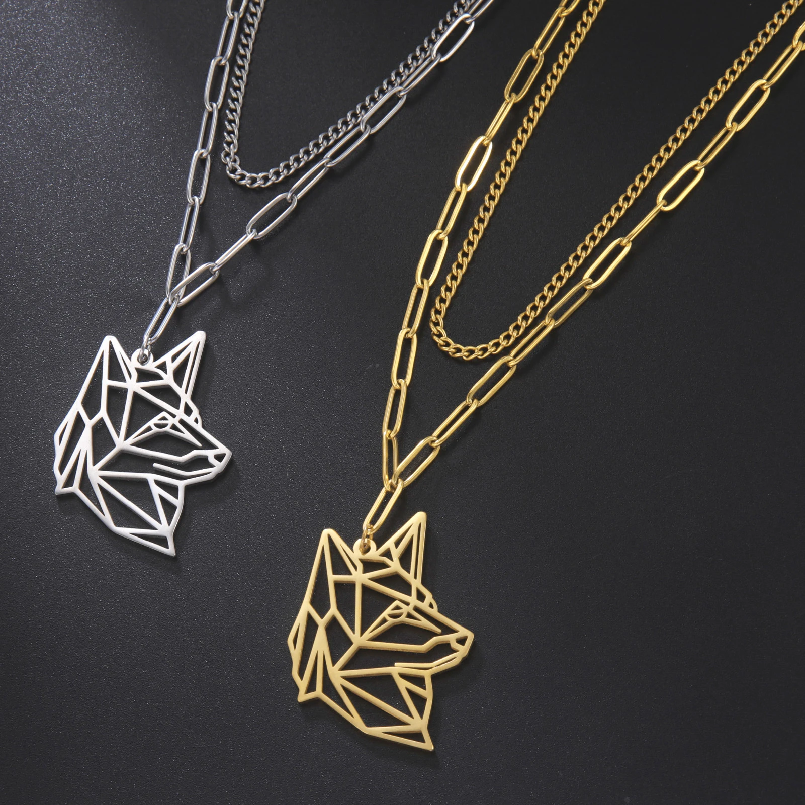 Collares de 2 capas para hombre y mujer, con colgante de de Animal de Spoof Husky, cadena de moda, joyería para fiesta, regalos para amigos| | - AliExpress