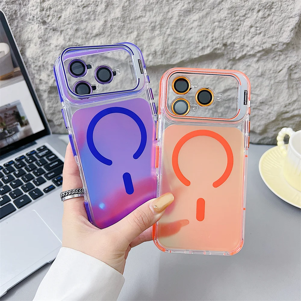 Magnetic Kickstand Phone Case With Lens Protection For Iphone_voghion.com