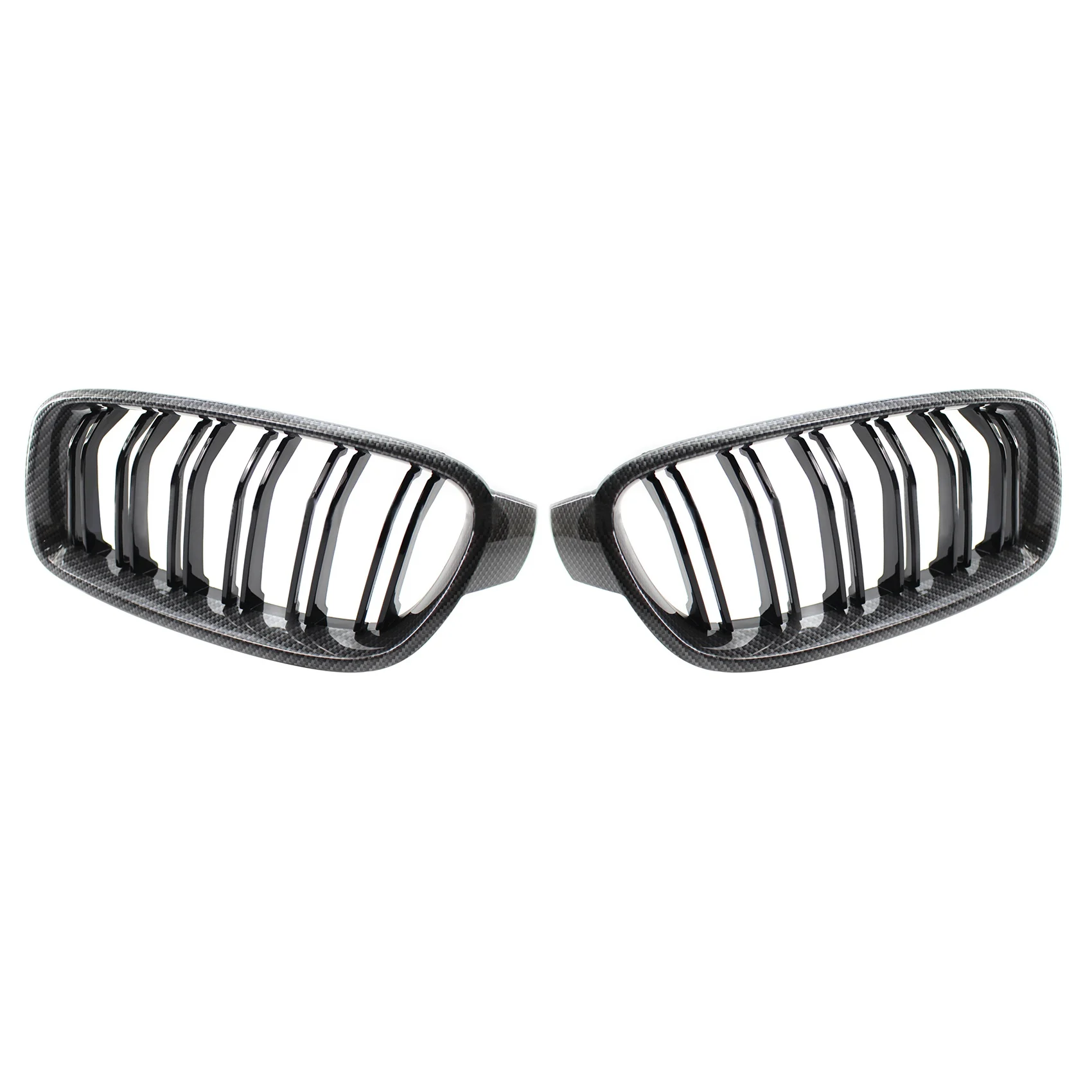 

Car Carbon Fiber Double Line Front Hood Kidney Grill for -BMW 3 Series F30 2013-2019 51130054493
