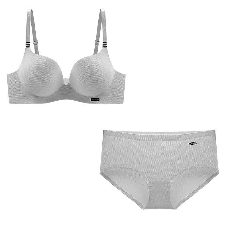Sports Bra 1 Set Women's Lce Silk Simple Four-Season Sports Bra Set One-piece Beautiful Back Female Push-up Traceless Underwear