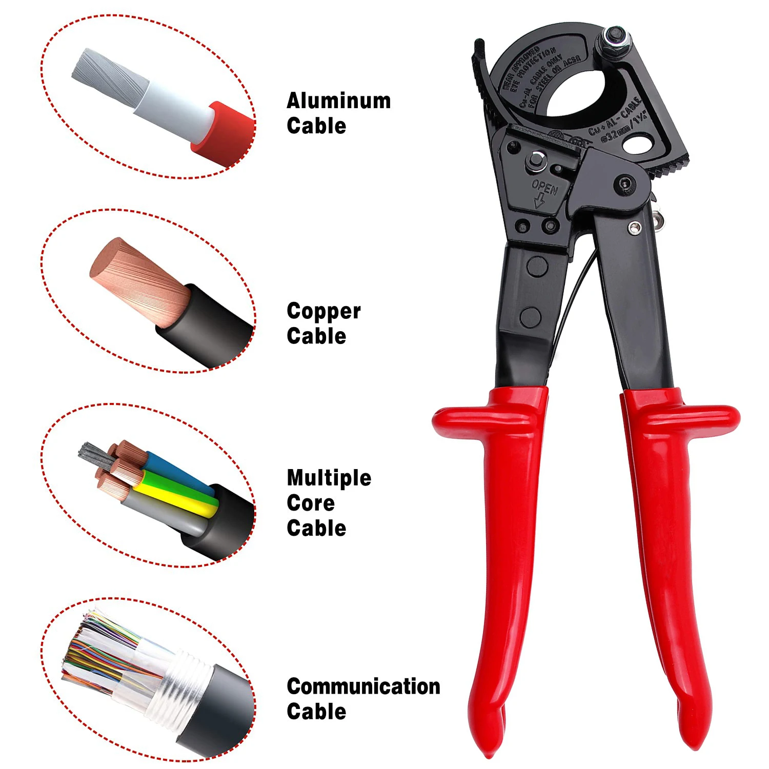 Ratchet Cable Cutter Ratcheting Cable Cutters Heavy Duty for