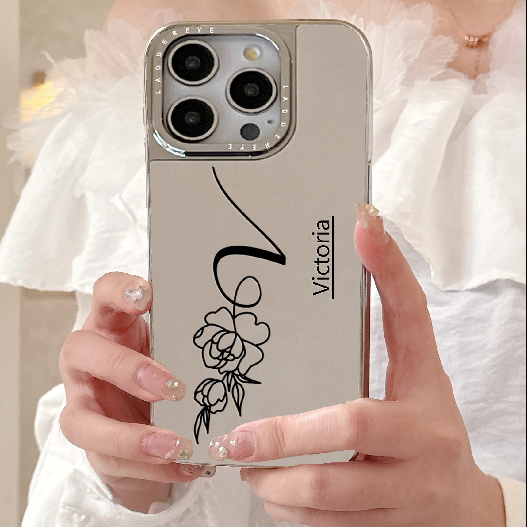 Personalized Luxury Custom Your Name Make UP Mirror Phone Case