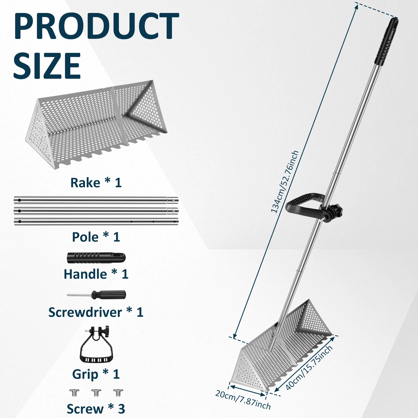 مشط وغربال رمل ستانلس ستيل بمقبض طويل | متجر الجيل...
