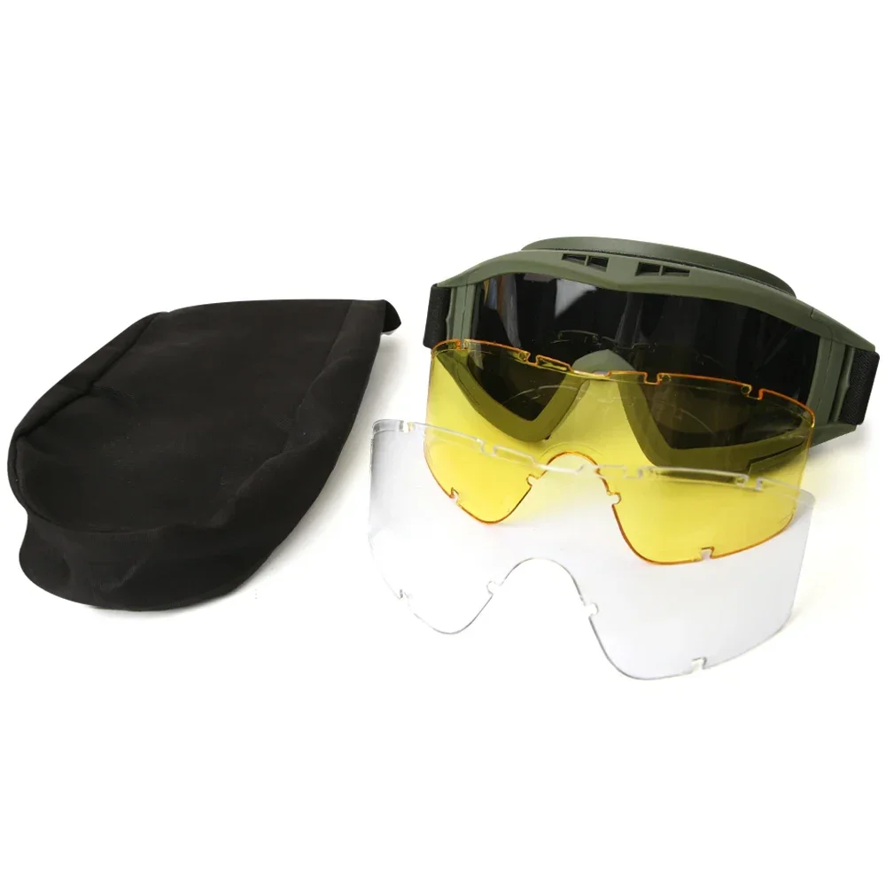 Airsoft Tactical Glasses 3 Lens Shooting Goggles Windproof Dustproof Motocross Motorcycle Glasses CS Paintball Safety Protection tactical goggles shooting glasses