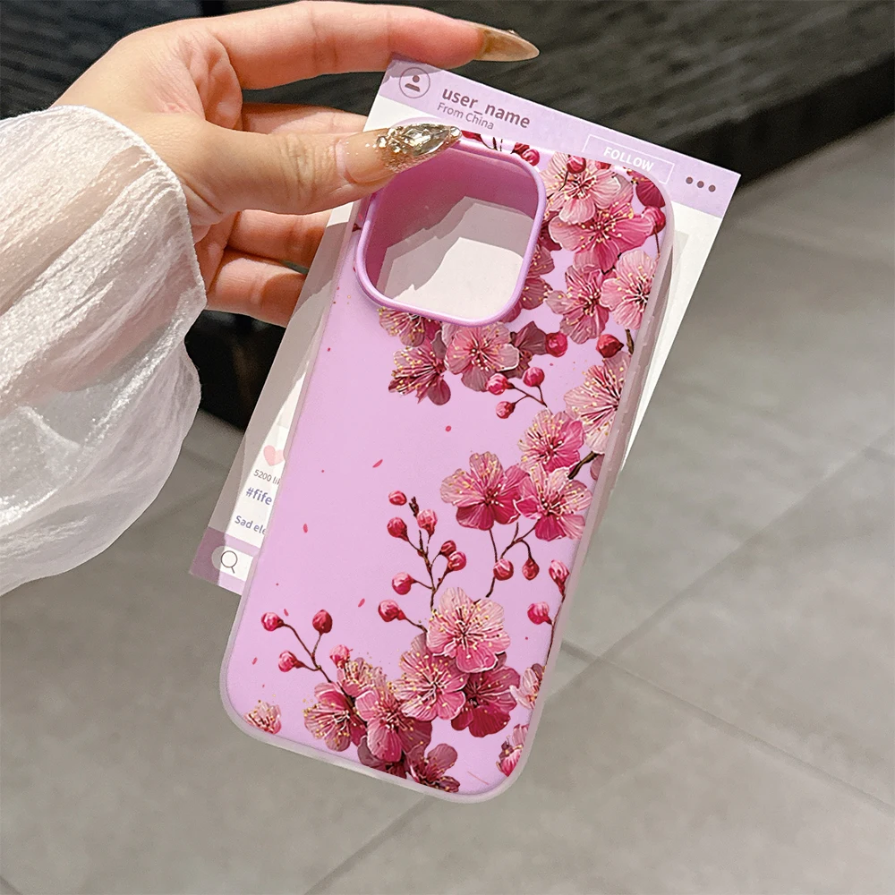 Green Leaves & Pink Floral Candy Matte Phone Case Cover – 2 in 1 Design