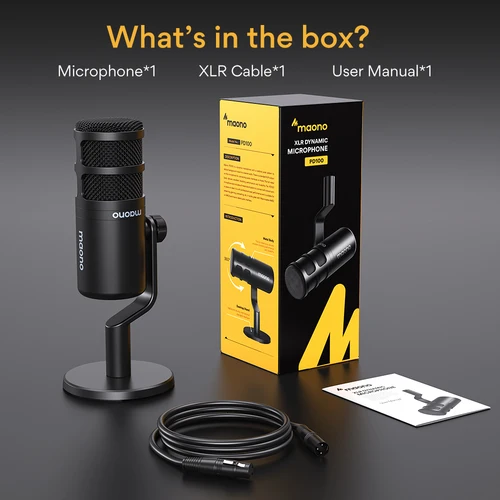 Maono Podcast Dynamic XLR PC 마이크 방송 녹음용 모든 금속 스트리밍 게임은 오디오 인터페이스, 믹서, 사운드 카드 PD100과 함께 작동합니다. 6