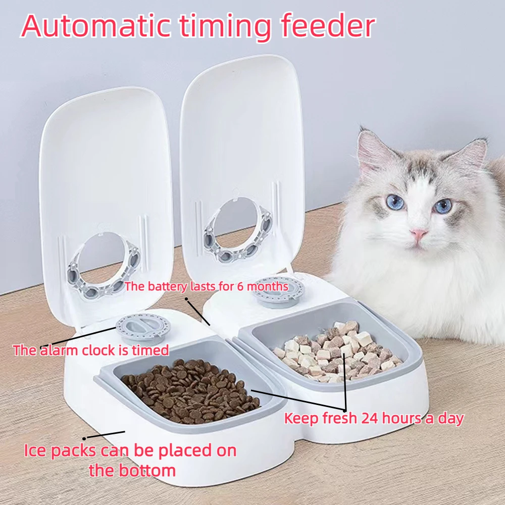 

Automatic Pet Feeder Smart Cat Food Dispenser For Wet and Dry Food Dispenser Timer Bowl Dog Kitten Auto Feeder For Cat 2 Meals