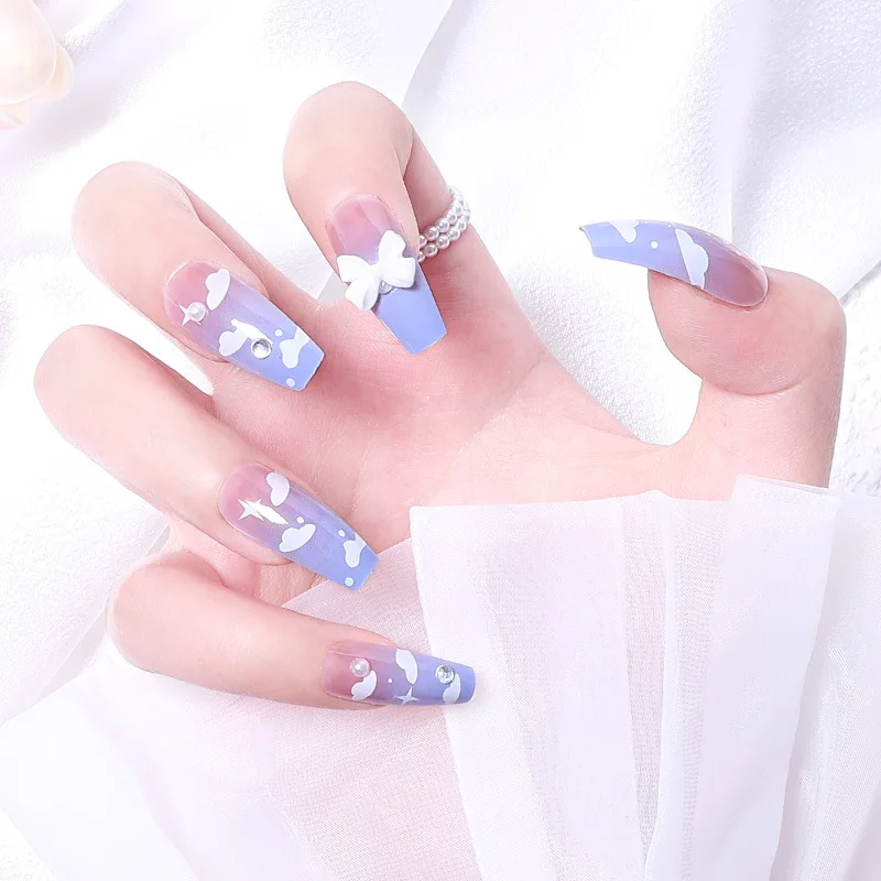 

24PCS Gentle Fairy Cartoon Anime Cosplay Manicure Cute Soft Girl DIY Wild Nail Stickers Fairy Cosplay Jelly Glue Easy To Clean