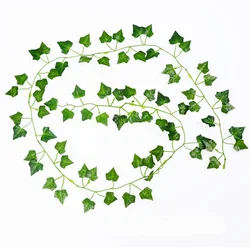 Elegant Green Silk Hanging Garland - 210cm Artificial Vine Leaves for Home, Wedding, Party, and Garden Decor (Creeper leaf)